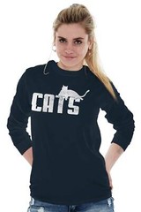 Cats Athletic Sports Classic Pet Owner Novelty Graphic Long Sleeve Tee