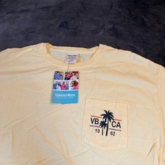 ComfortWash Venice Beach California Graphic Pocket T-Shirt Mens Large Yellow NEW