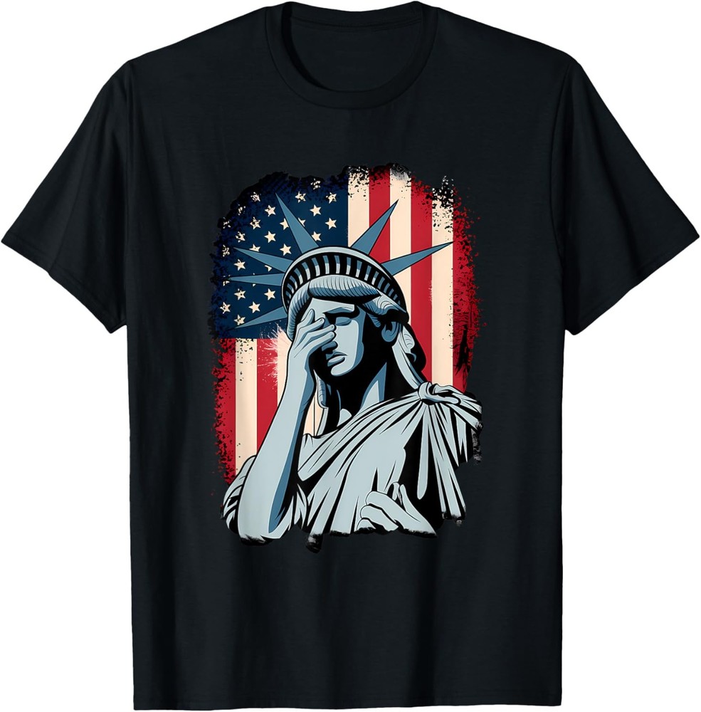 Statue Of Liberty Crying Equality US Flag Silent Protest T-Shirt