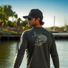 Fishing Shirts for Men Long Sleeve UPF 50+ T Shirt Sun Protection Tee (Milita…