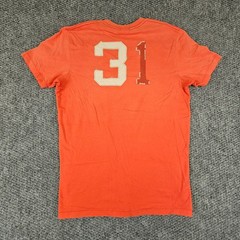 Abercrombie & Fitch Mens Orange Muscle Tee Vintage Applique New York Shirt L NWT