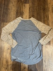 Lularoe Henley T-Shirts Cotton Blend Color Contrast Long Sleeve Hi-Low Size XL
