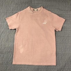 Kith Shirt Men XS Pink Script Logo Embroidered Tee Crewneck Distressed Patina