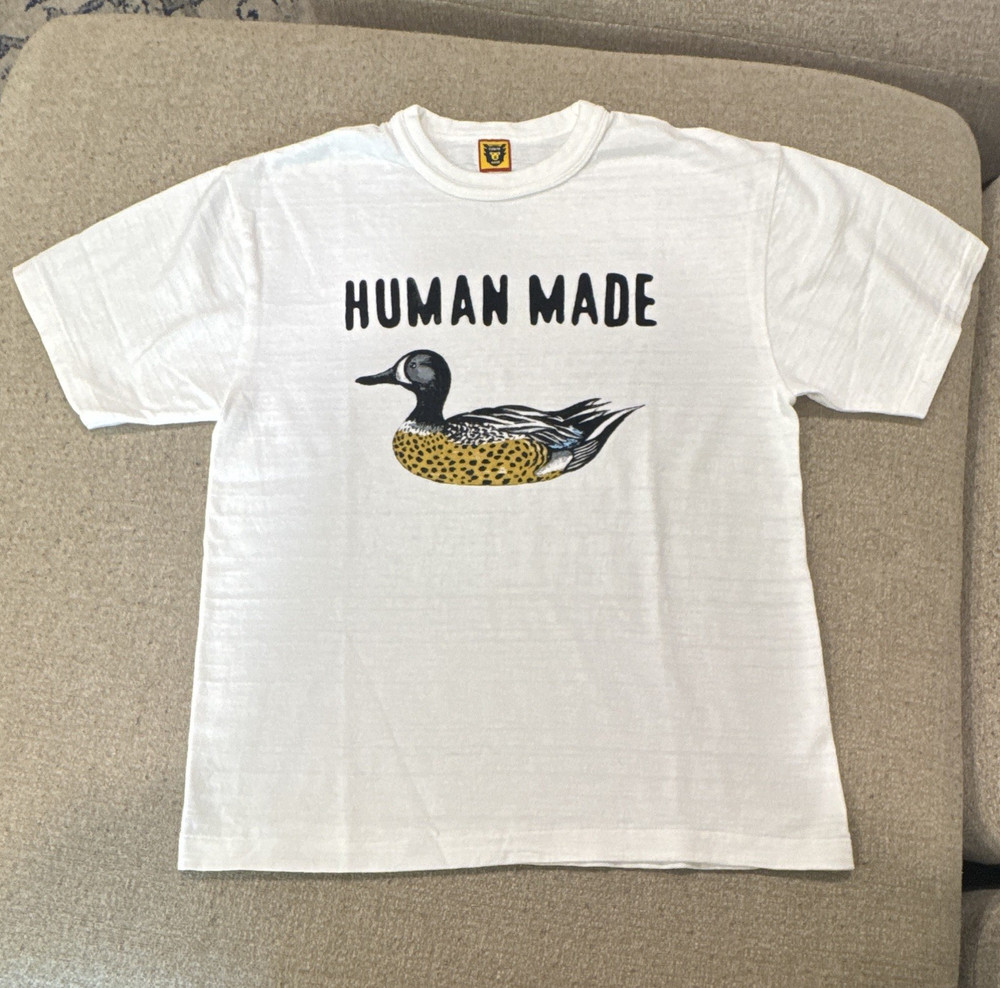 HUMAN MADE Men’s White Duck Graphic Logo Crew Neck Short Sleeve T-Shirt M