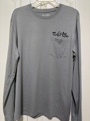 Salt Life SLX Gray Graphic Print Pocket Long Sleeve Crew Neck T-Shirt Men’s L