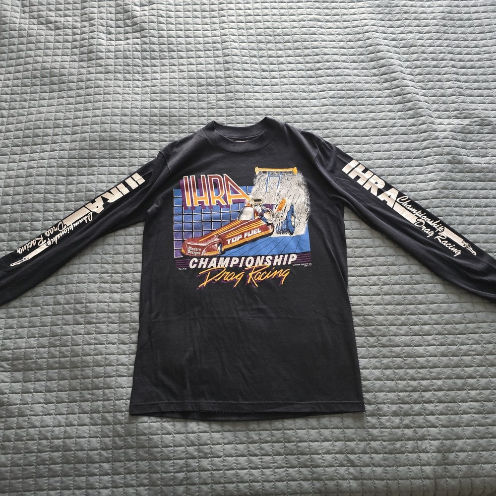 Vtg 1987 IHRA Hot Rod Championship Drag Racing Medium M Long Sleeve T-Shirt USA