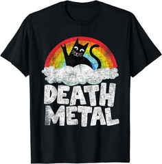 Funny Cat Rainbow Heavy Metal Musical Goth Band Unisex T-Shirt
