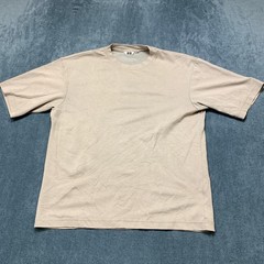 Uniqlo AIRism Oversized T-Shirt Mens Medium Beige Cotton Wide Fit Drop Shoulder