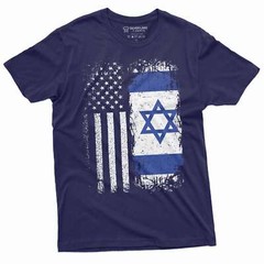 Men’s Israel USA T-shirt support Israel IDF Flag coat of arms Israeli army tee