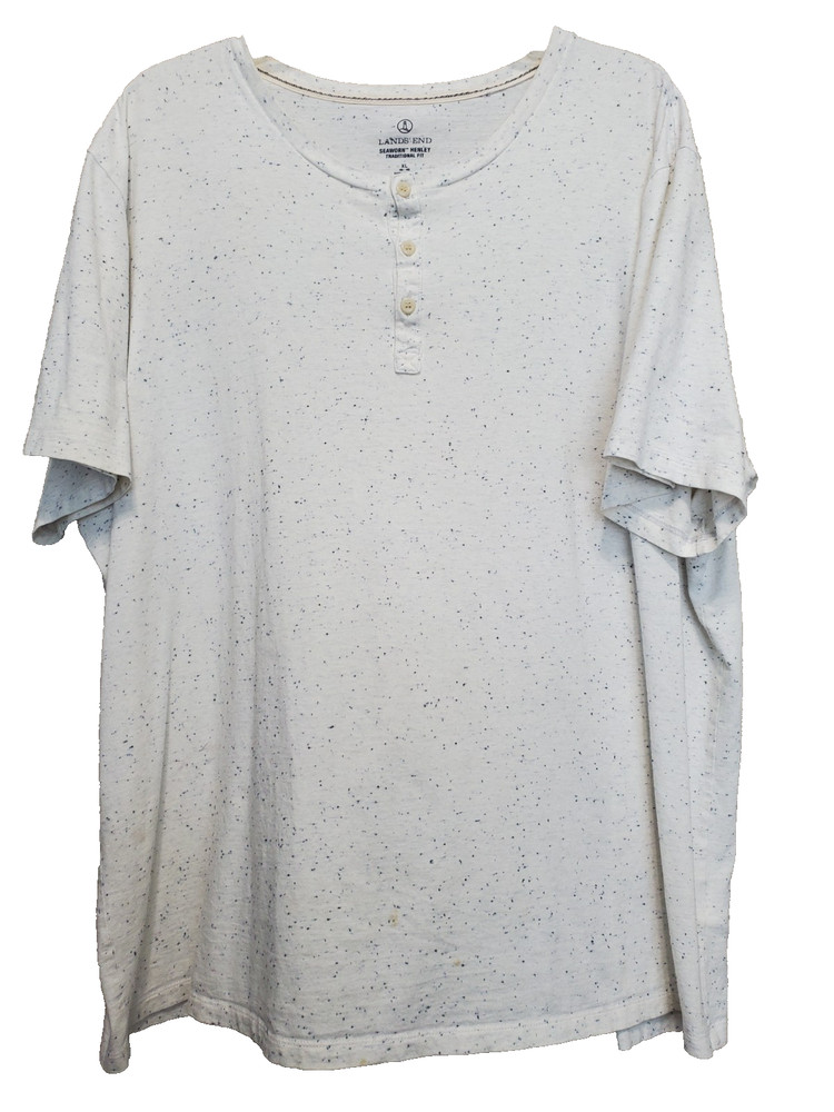 Lands’ End Men’s 100% Cotton Seaworn Henley Traditional Fit Short Slv T-Shirt XL
