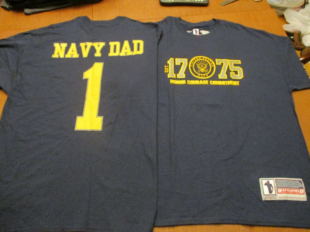 UNITED STATES NAVY DAD #1 EST 1775 BATTLEFIELD COLLECTION BRAND T-SHIRT XL NWOT