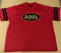 Von Dutch Red Football Jersey Mens Large Oversized Y2K Streetwear New Shirt