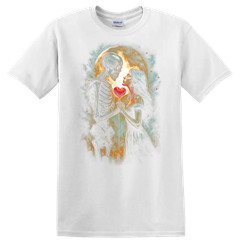 Skeleton Love Romantic Moonlight Halloween T Shirt Gothic Vampires Tee