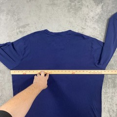Lands’ End Henley Shirt Men’s XL Navy Blue Long Sleeve Vertical Rib Knit Cotton