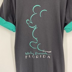 Vtg Velva Sheen Single Stitch TShirt Roll Cuff Mickey Mouse Florida Black XL
