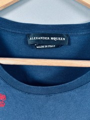 Alexander McQueen Ivy Skull Embroidered T Shirt Men XL Navy Blue Made Italy 2017