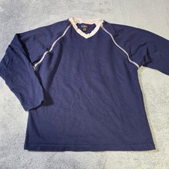 CXS21 Mens XL Long Sleeve Pullover Navy Blue Dual Zipper Mesh Shoulder Raglan