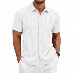 Men’s Summer Shirt Casual Slim Shirts Short Sleeve Button Down Tops Blouse