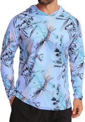 Men’s UPF 50+ Sun Protection Hoodie Shirt Rash Guard Shirt UV Fishing Outdoor