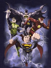 Vintage Justice League Shirt Mens 2XL Blue Navy DC Comics Graphic Cartoon Y2K