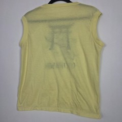 Vintage 70s Okinawa Japan Paper Thin Military Mens Small Sleeveless Yellow Shirt