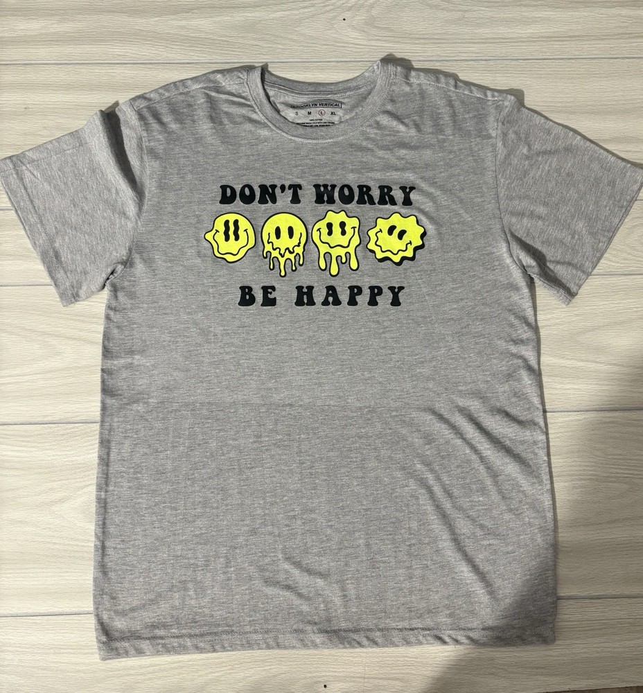 BROOKLYN VERTICAL Grey T Shirts Men’s Size L