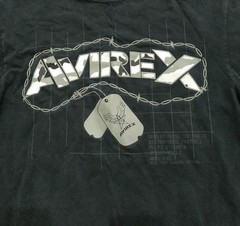 Vtg Y2K Vintage Avirex Mens Large Black Dog Tag Graphic Tee T Shirt