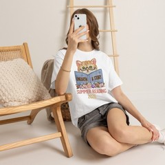 Bookish Cat Lady Summer Reading Story Lover Gift Women Graphic Tee