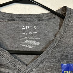 Apt 9 V-Neck Slim Fit Premier Flex Tshirt Gray Mens Medium Brand New Breathable