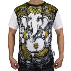 WEED Ganesha Ringer T-Shirt Men Ganesh Ganapati Hindu Gods Hippie Vintage WE08