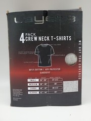 LAYER8 Classic 4Pc Crew Neck S-XL T Shirt Tag-Free Soft Cotton Black/Gray/White