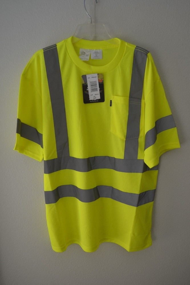 Key Apparel ANSI II Class 3 Hi-Visibility Pocket T-Shirt Hi-Vis Yellow Sz XLR