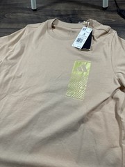 NEW Adidas Shirt Mens Warm Sandstone Tech Outlinet Graphic Casual Cotton Small