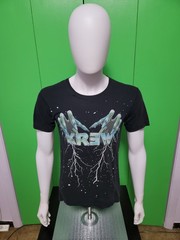 Vintage Krew Skateboarding T Shirt M Black Lightning Hands Wizard *RARE*