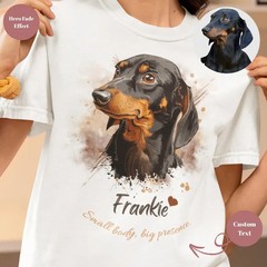 Custom Pet Portrait Watercolor Dog Comfort Tee Personalized Pet Lover