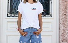 USA Distressed Flag Men T Shirt Patriotic American T-shirt USA Logo Tee