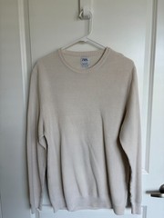 Zara Men’s Textured Sweater White (Size: L) (Used)