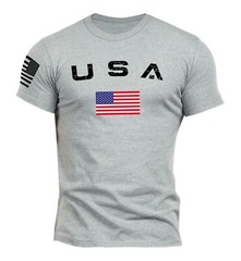 Men’s Casual USA Flag T-Shirt Breathable Light 100% Cotton T-Shirt Size L-6XL US