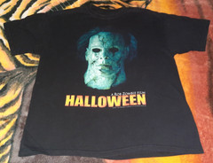 Rob Zombie Halloween~Michael Meyers Mask Shirt~Size XL~Black/Teal/Orange🎃