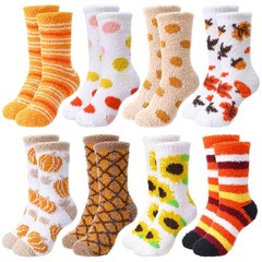 8 Pairs Fuzzy Thanksgiving Socks Bulk Women Fall Party Supplies Slipper Warm