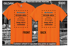 Custom Printed Gildan Heavy SAFETY ORANGE Tee Full-colour Front / Back / Both