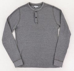 Wallace & Barnes Waffle Henley Shirt Men’s Medium Tall Gray Thermal Long Sleeve