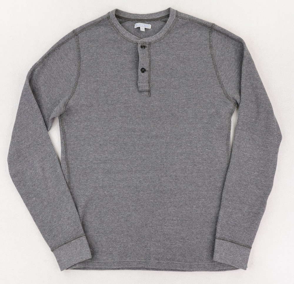 Wallace & Barnes Waffle Henley Shirt Men’s Medium Tall Gray Thermal Long Sleeve