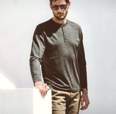 Taylor Stitch Civic The Zaha Henley Merino Wool Heather Gray men’s variety NEW