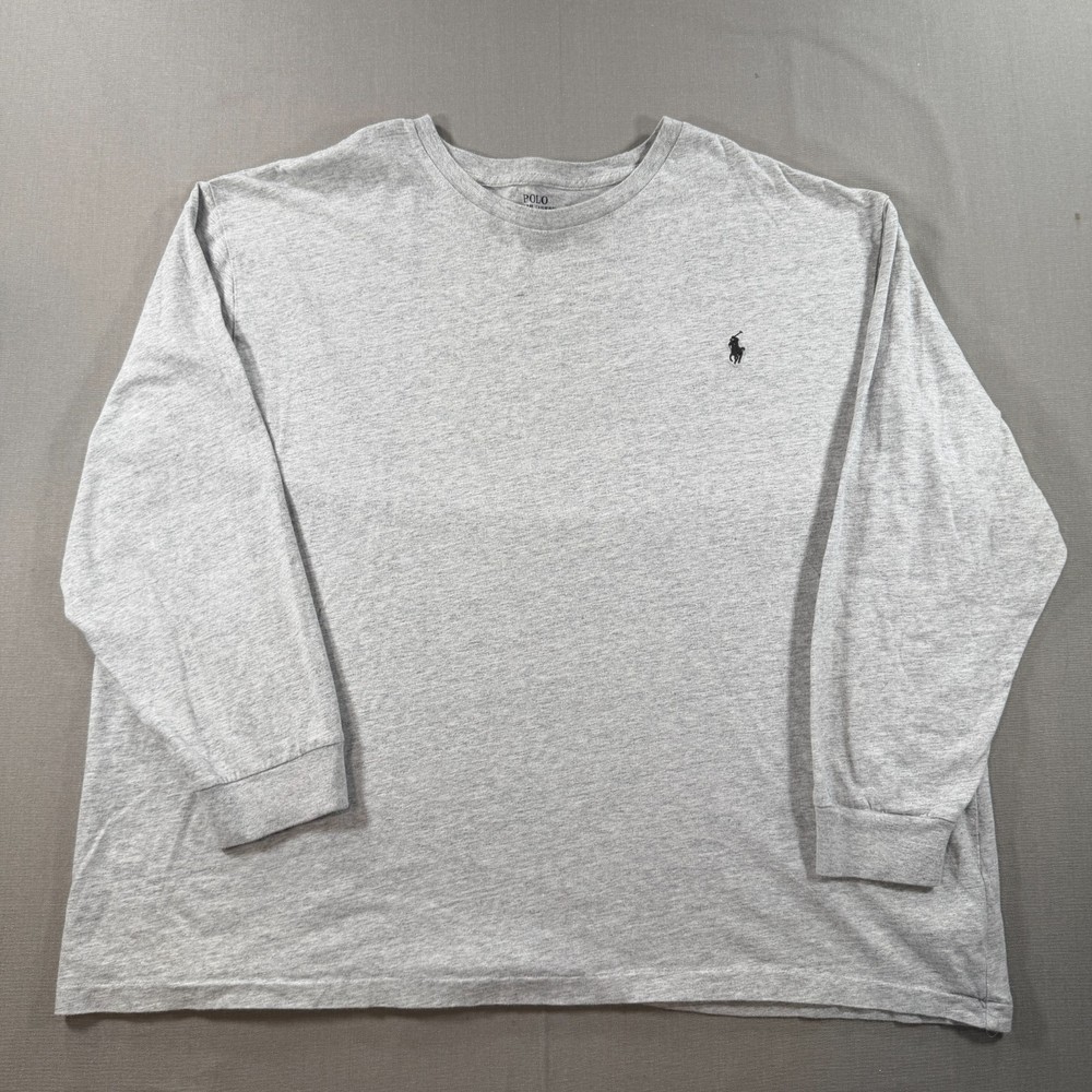 Polo Ralph Lauren Long Sleeve T Shirt Mens 2XB Big 2X Gray Crew Pony Tee