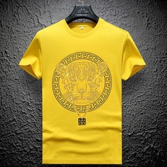 Men Fashion Trend Leopard Diamond Rhinestone Streetwear Summer Luxury T-Shirt