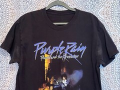 Prince Purple Rain Band Graphic T-Shirt Black Short Sleeve Crew Neck Size L