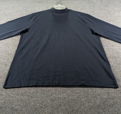 LL Bean Mock Neck Shirt Mens Large Navy Long Sleeve Tee 100% Cotton 508112