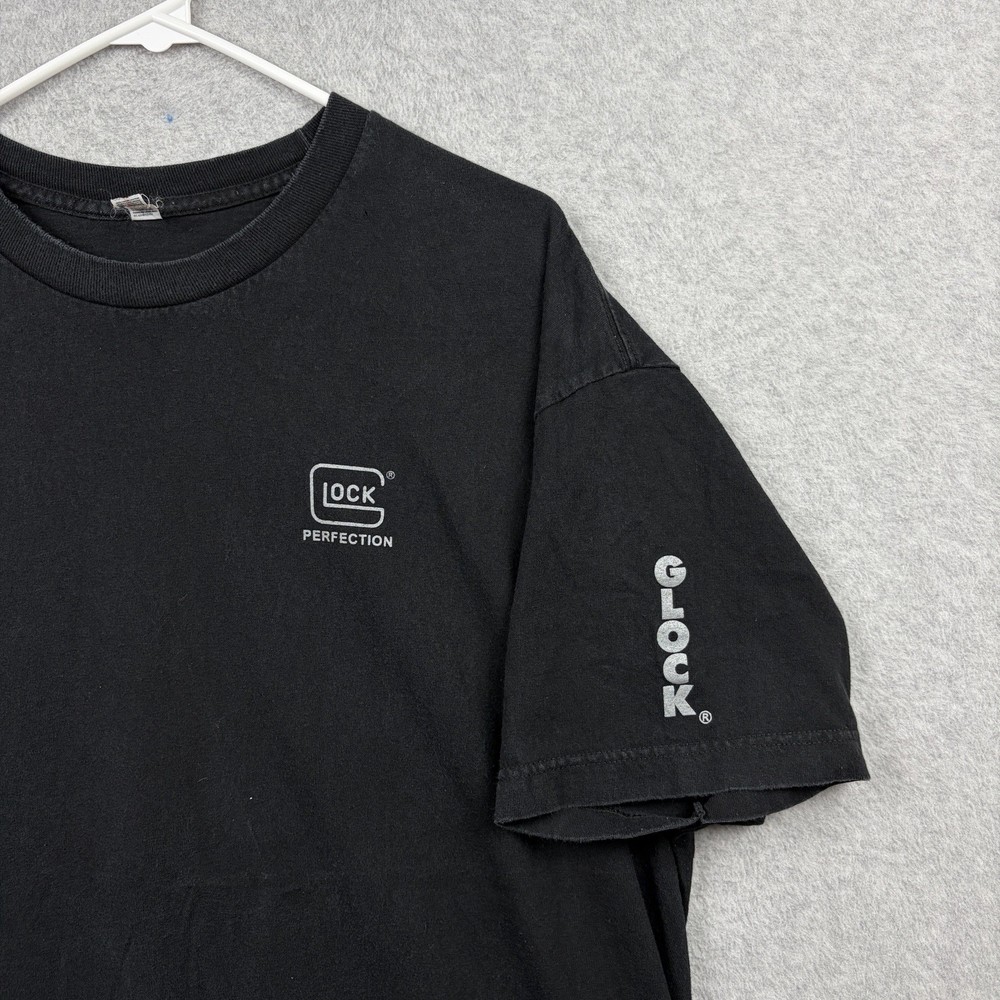 Glock T Shirt Mens XL Black Perfection Logo Spellout Short Sleeve Graphic Tee