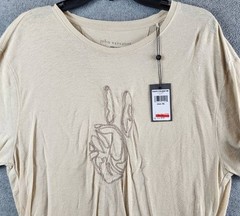 John Varvatos Linen Blend Cording Peace T-Shirts Men XL Twine Crewneck Pullover